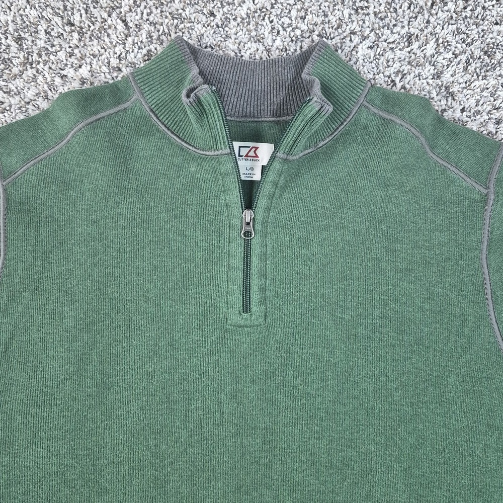 Cutter & Buck1/4 Zip Knit Pullover Men's Size Large Green Golf‎ Dadcore Golf